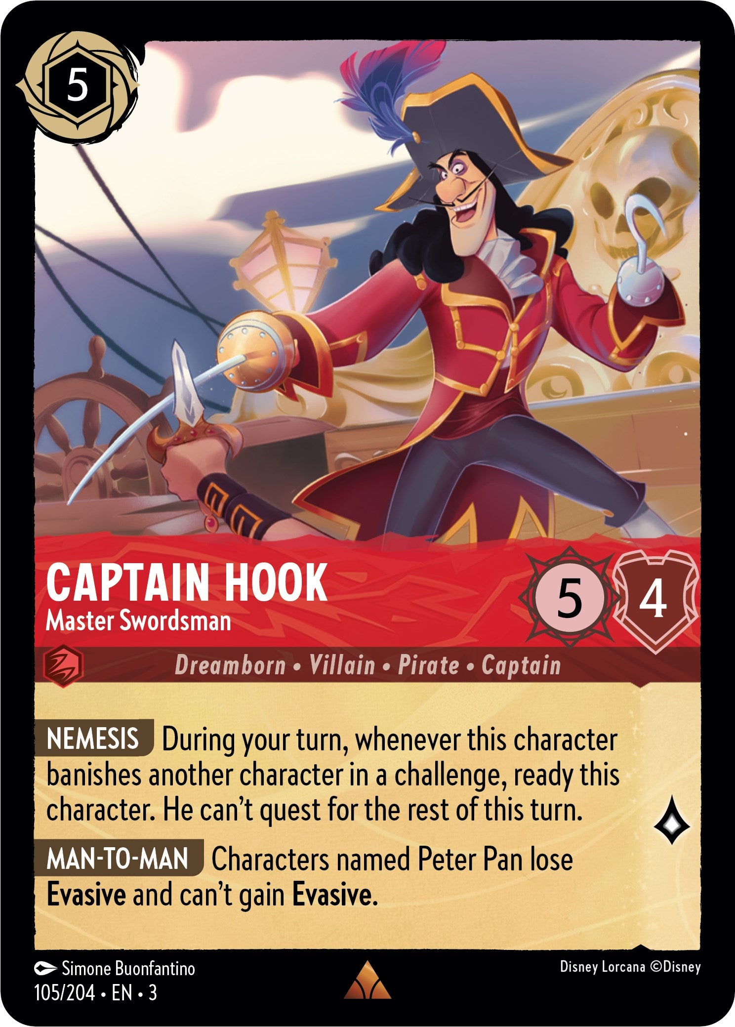 Captain Hook - Master Swordsman (105/204) [Into the Inklands] | Tabernacle Games