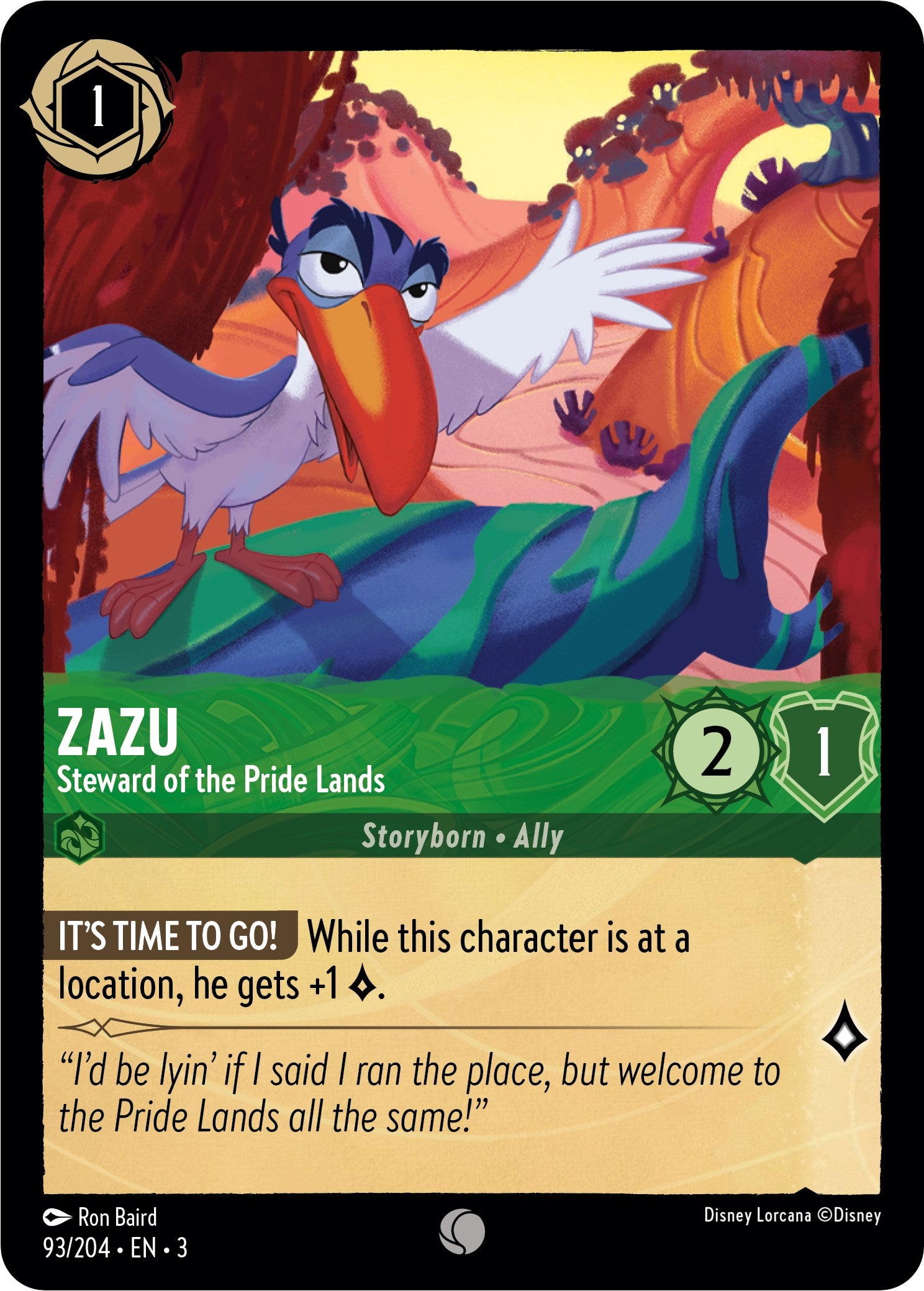 Zazu - Steward of the Pride Lands (93//204) [Into the Inklands] | Tabernacle Games