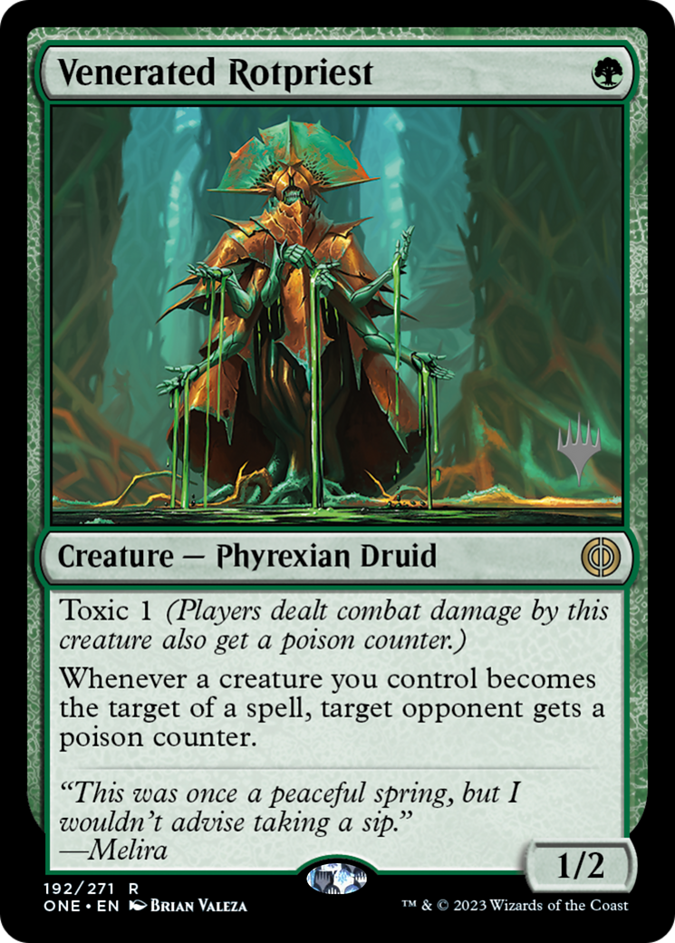 Venerated Rotpriest (Promo Pack) [Phyrexia: All Will Be One Promos] | Tabernacle Games