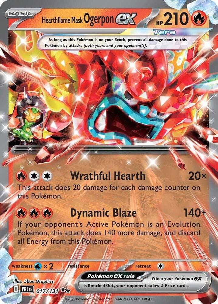 Hearthflame Mask Ogerpon ex (017/131) [Scarlet & Violet: Prismatic Evolutions] | Tabernacle Games