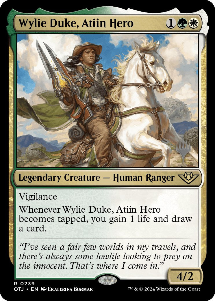 Wylie Duke, Atiin Hero (Promo Pack) [Outlaws of Thunder Junction Promos] | Tabernacle Games