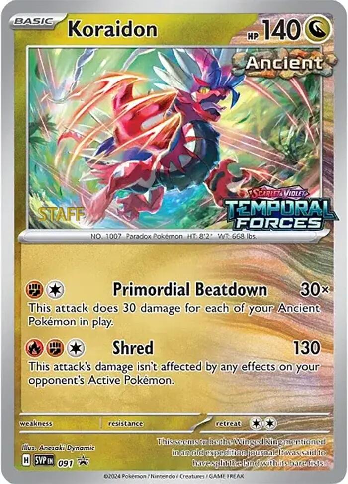 Koraidon (091) (Stamped) (Staff) [Scarlet & Violet: Black Star Promos] | Tabernacle Games