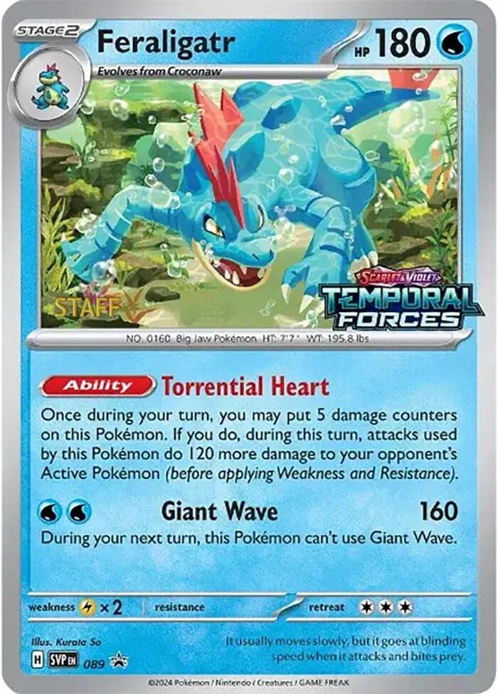 Feraligatr (089) (Staff Prerelease Promo) [Scarlet & Violet: Black Star Promos] | Tabernacle Games