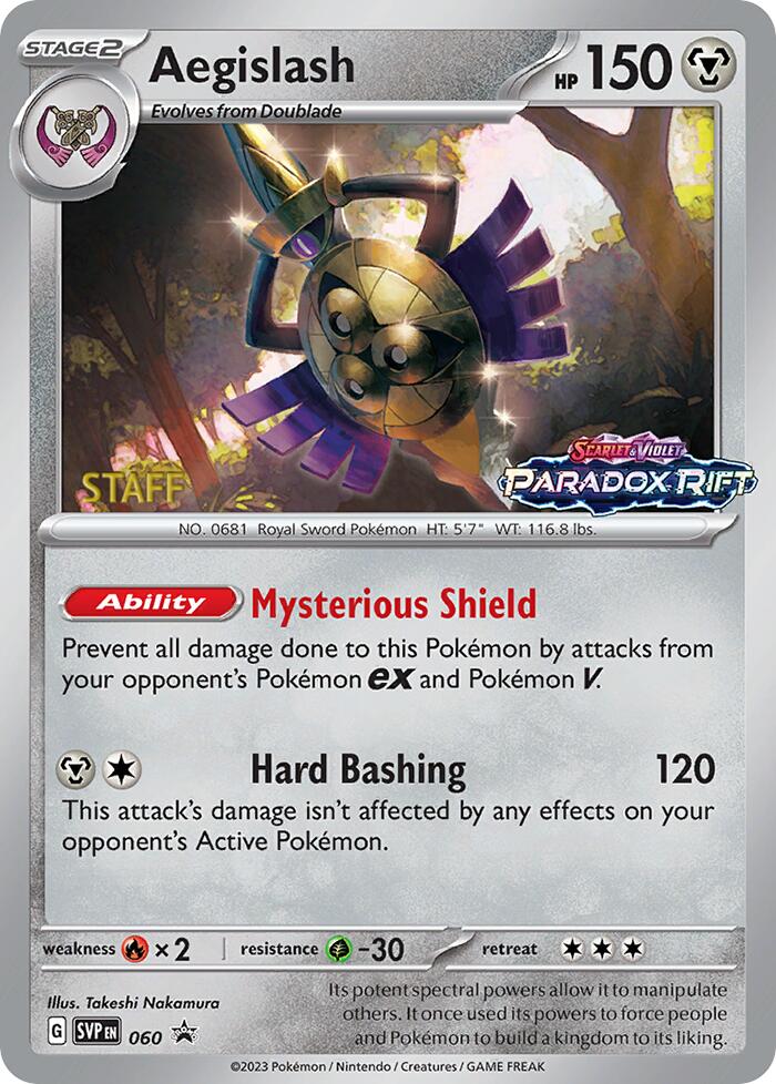 Aegislash (060) (Staff Prerelease Promo) [Scarlet & Violet: Black Star Promos] | Tabernacle Games