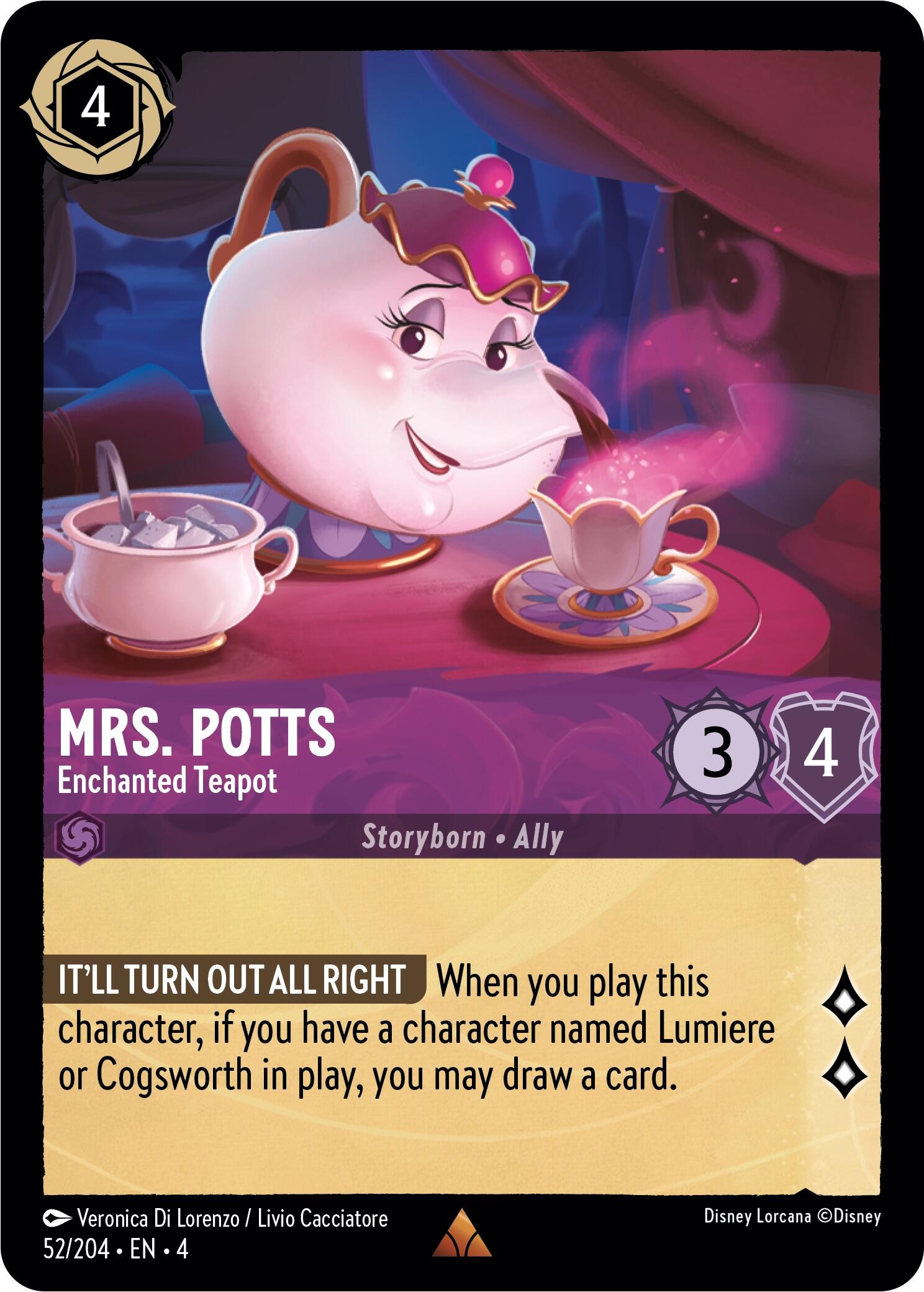 Mrs. Potts - Enchanted Teapot (52/204) [Ursula's Return] | Tabernacle Games