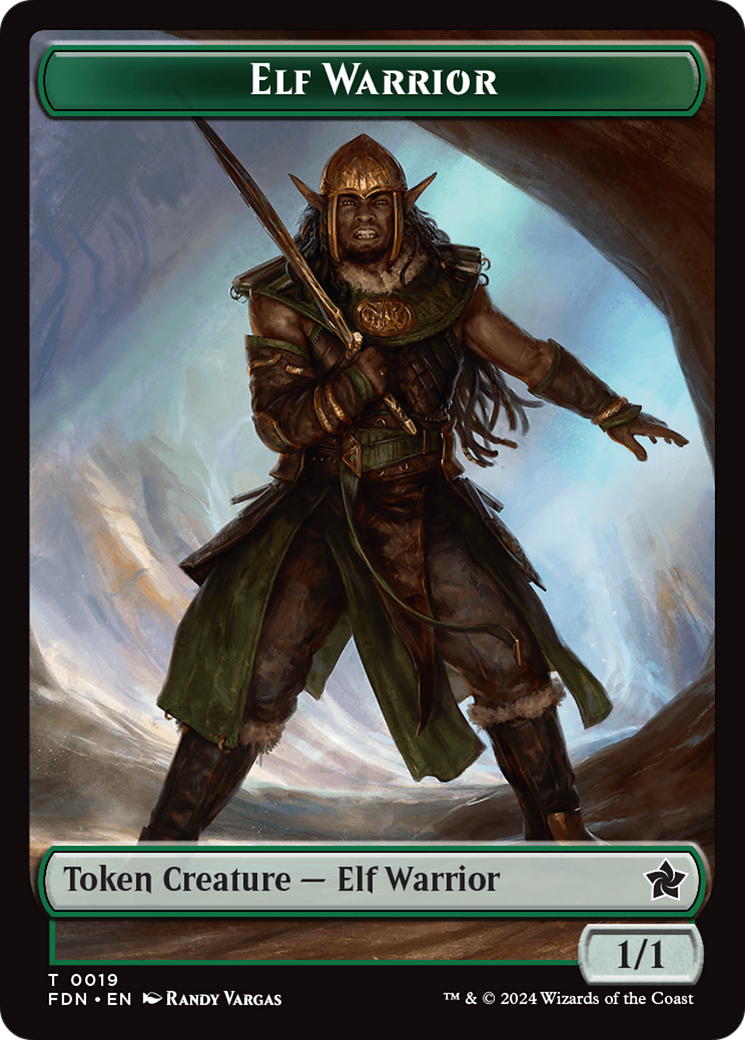 Emblem - Vivien Reid // Elf Warrior Double-Sided Token [Foundations Tokens] | Tabernacle Games