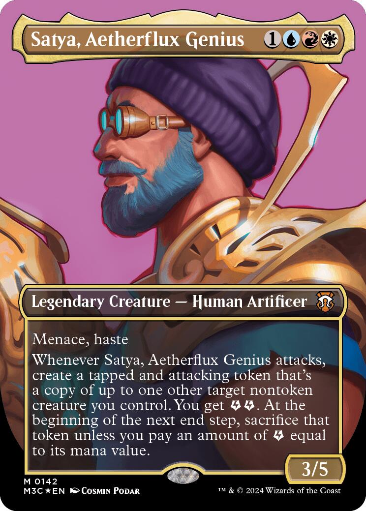 Satya, Aetherflux Genius (Borderless) (Ripple Foil) [Modern Horizons 3 Commander] | Tabernacle Games