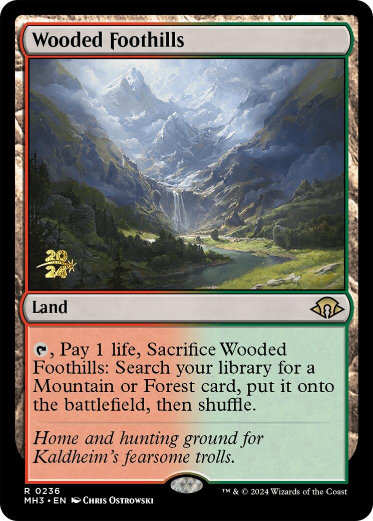 Wooded Foothills [Modern Horizons 3 Prerelease Promos] | Tabernacle Games