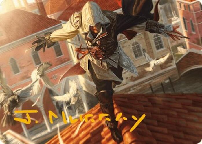 Ezio, Blade of Vengeance Art Card (Gold-Stamped Signature) [Assassin's Creed Art Series] | Tabernacle Games