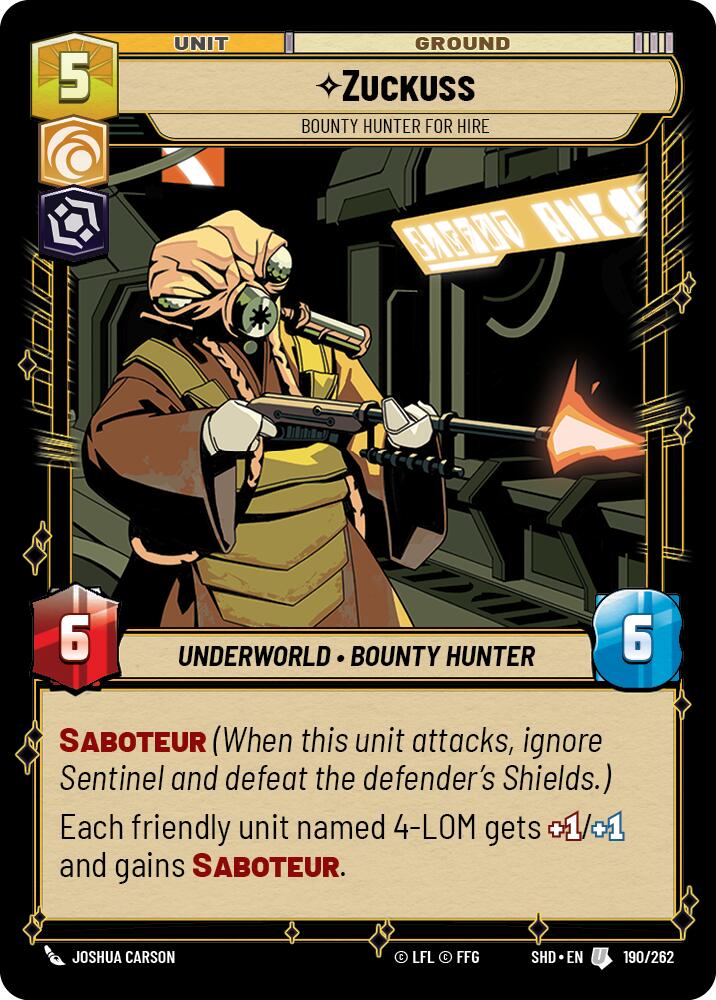 Zuckuss - Bounty Hunter for Hire (190/262) [Shadows of the Galaxy] | Tabernacle Games
