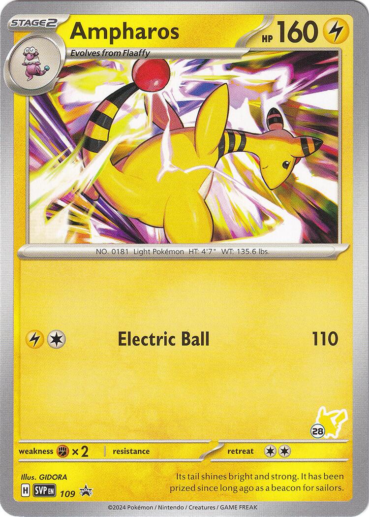 Ampharos (109) (Pikachu Stamp #28) [Battle Academy 2024] | Tabernacle Games