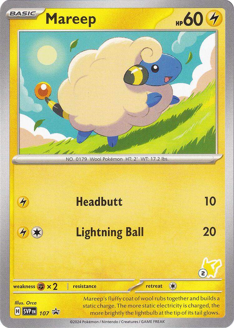 Mareep (107) (Pikachu Stamp #2) [Battle Academy 2024] | Tabernacle Games