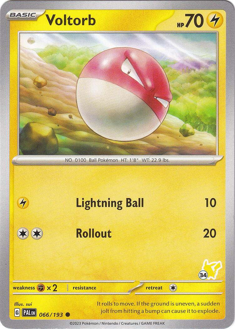 Voltorb (066/193) (Pikachu Stamp #34) [Battle Academy 2024] | Tabernacle Games