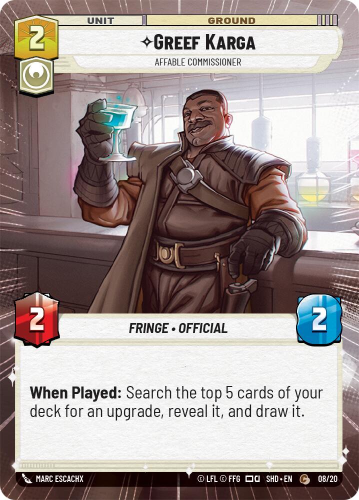 Greef Karga - Affable Commissioner (Hyperspace) (08/20) [Shadows of the Galaxy: Weekly Play] | Tabernacle Games