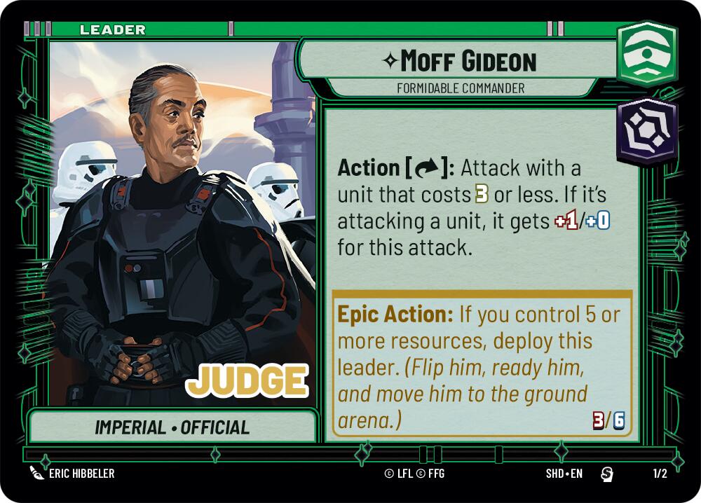 Moff Gideon - Formidable Commander (Judge Promo) (1/2) [Shadows of the Galaxy Promos] | Tabernacle Games
