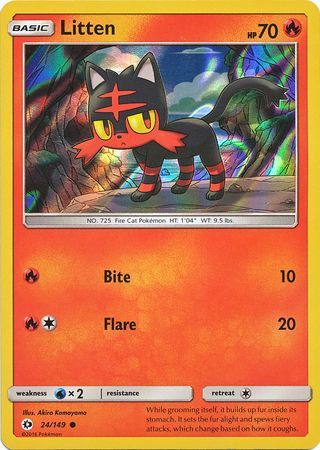 Litten (24/149) (Water Web Holo) [Sun & Moon: Base Set] | Tabernacle Games