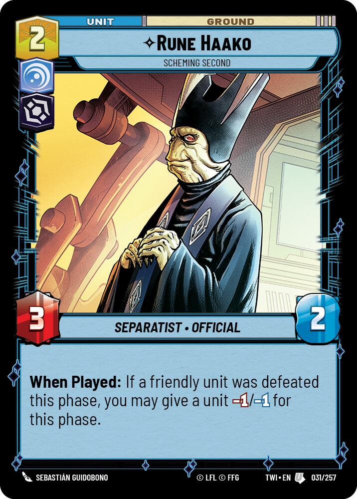 Rune Haako - Scheming Second (031/257) (031/257) [Twilight of the Republic] | Tabernacle Games