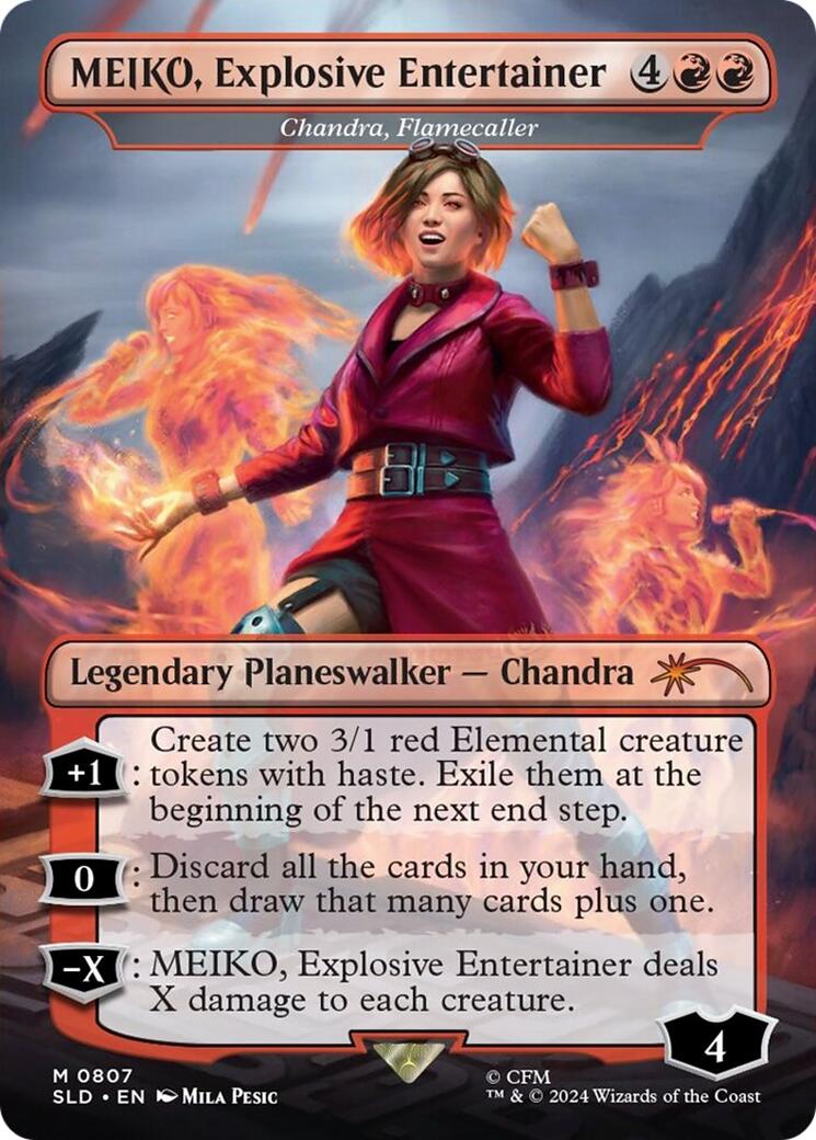 MEIKO, Explosive Entertainer - Chandra, Flamecaller (Rainbow Foil) [Secret Lair Drop Series] | Tabernacle Games