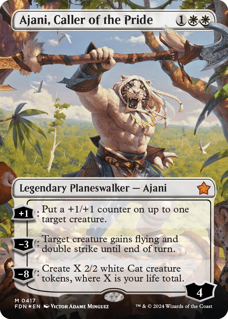 Ajani, Caller of the Pride (Borderless) (Mana Foil) [Foundations] | Tabernacle Games