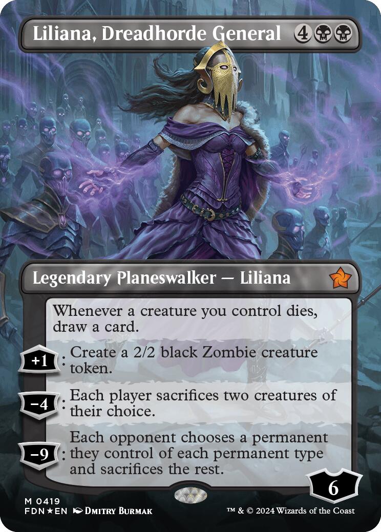 Liliana, Dreadhorde General (Borderless) (Mana Foil) [Foundations] | Tabernacle Games