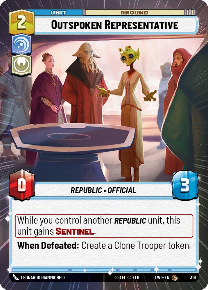 Outspoken Representative (316) (Hyperspace) (316) [Twilight of the Republic] | Tabernacle Games