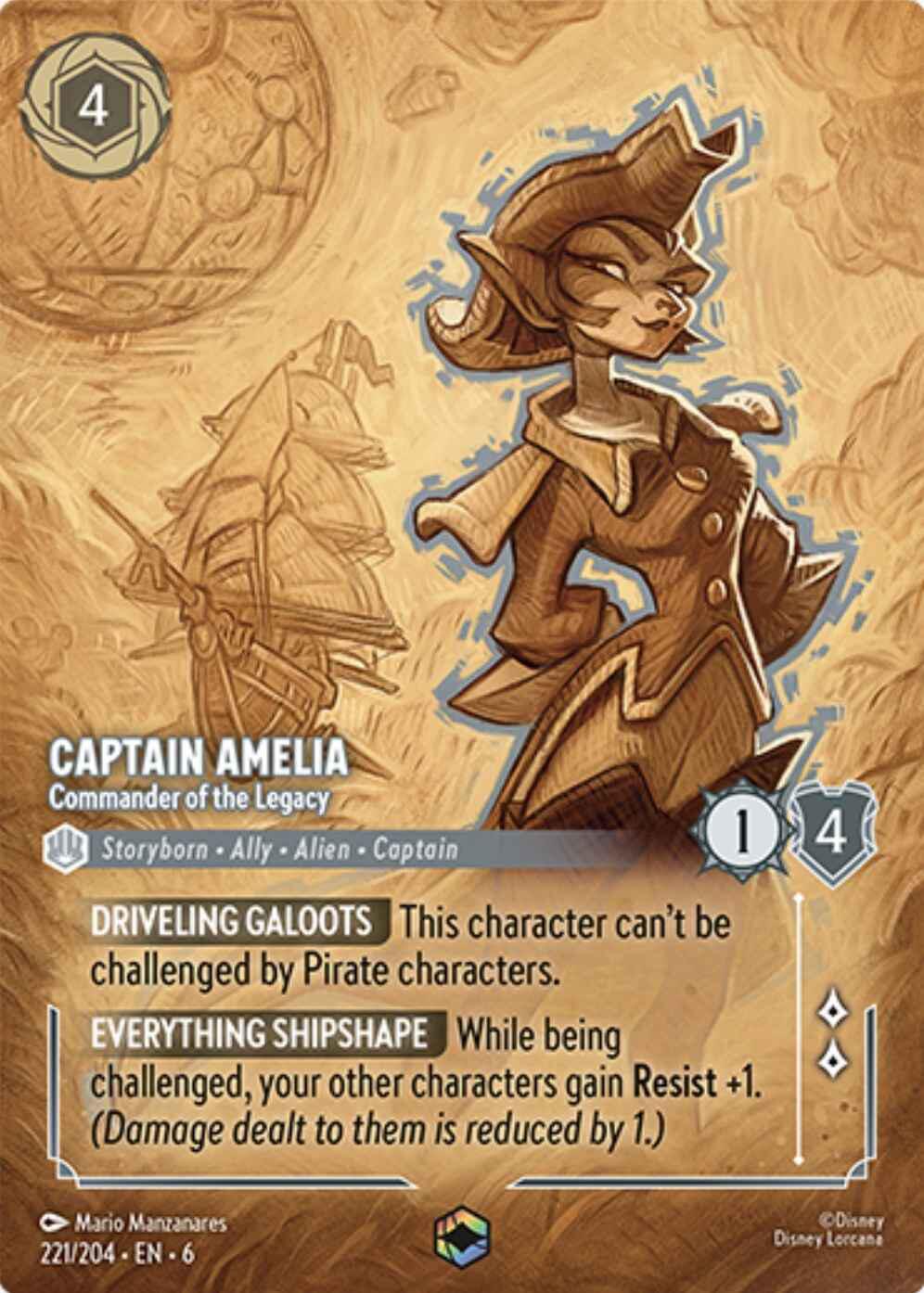 Captain Amelia - Commander of the Legacy (Enchanted) (221/204) [Azurite Sea] | Tabernacle Games