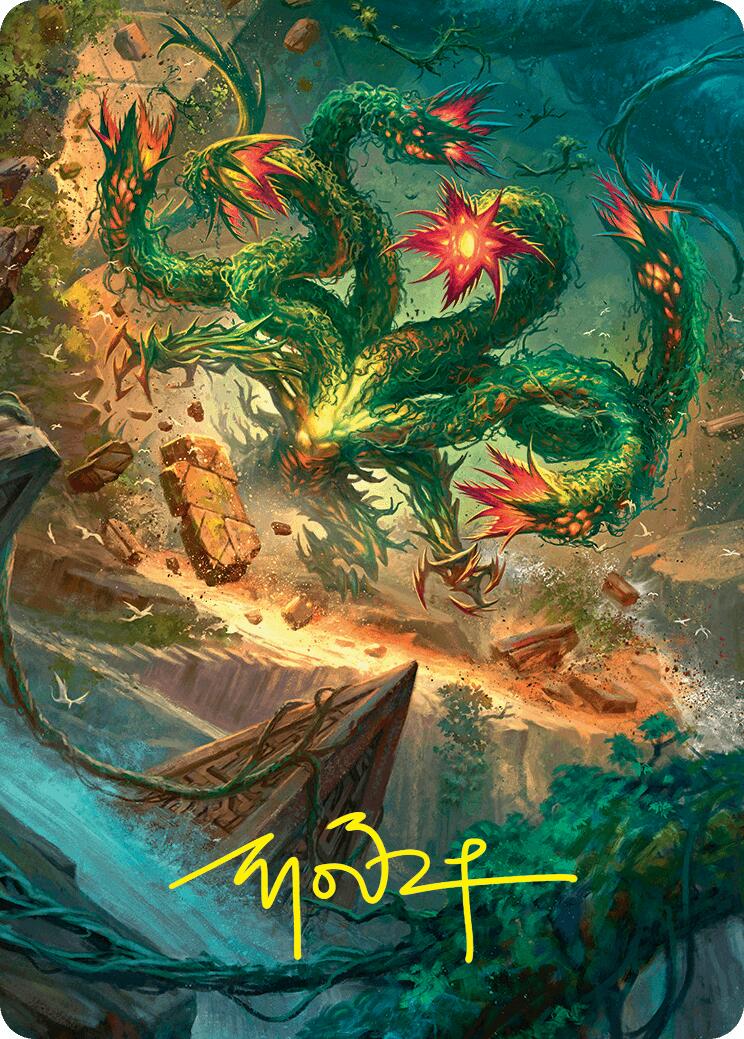 Mossborn Hydra Art Card (42/54) (Gold-Stamped Signature) [Foundations Art Series] | Tabernacle Games