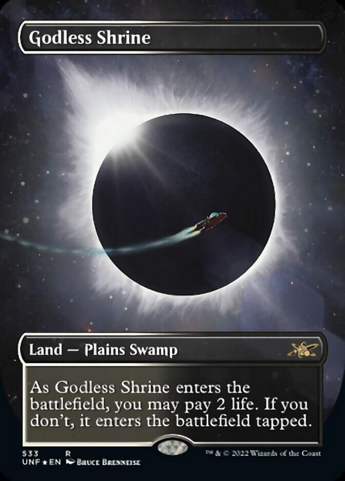 Godless Shrine (Borderless) (Galaxy Foil) [Unfinity] | Tabernacle Games