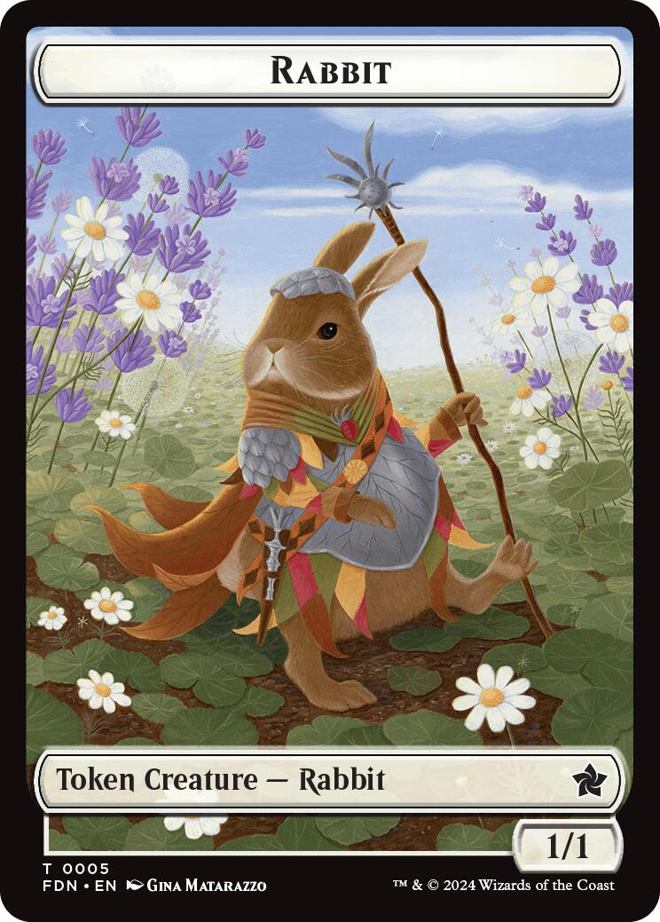 Rabbit // Soldier Double-Sided Token [Foundations Tokens] | Tabernacle Games