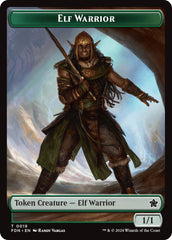 Elf Warrior // Raccoon Doubled-Sided Token [Foundations Tokens] | Tabernacle Games