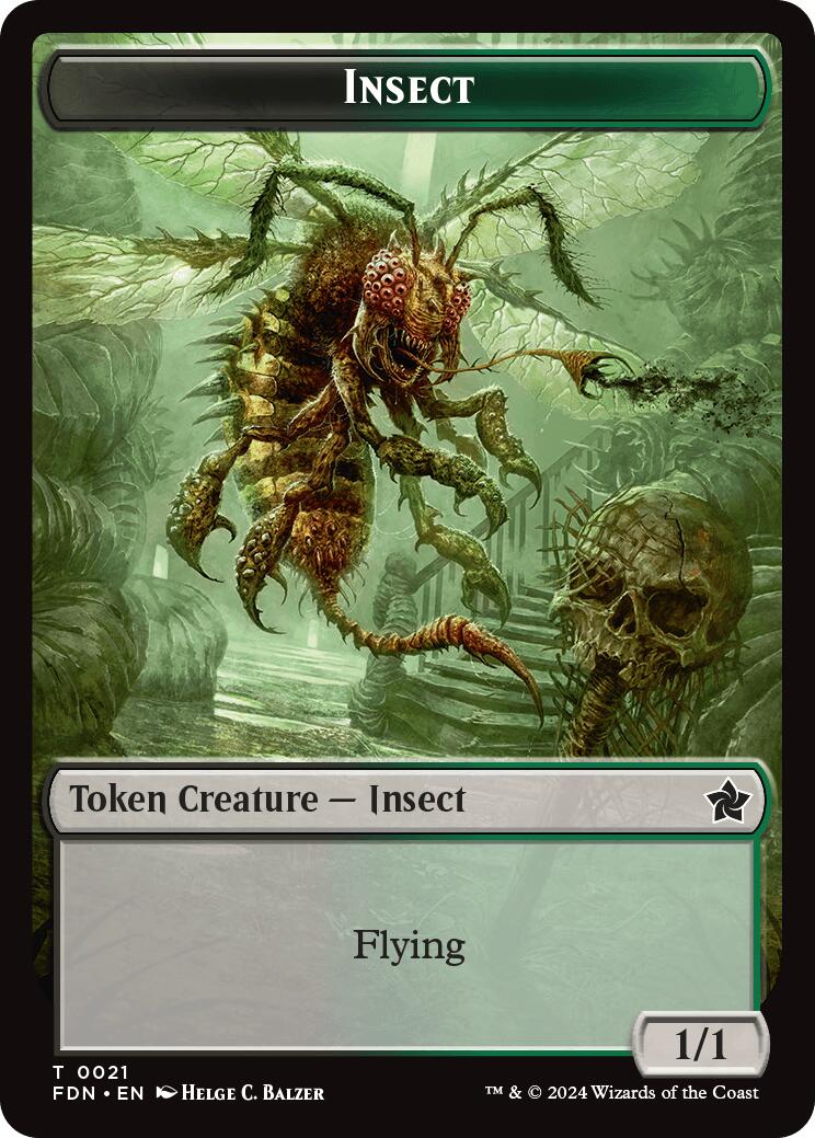 Zombie // Insect Doubled-Sided Token [Foundations Tokens] | Tabernacle Games