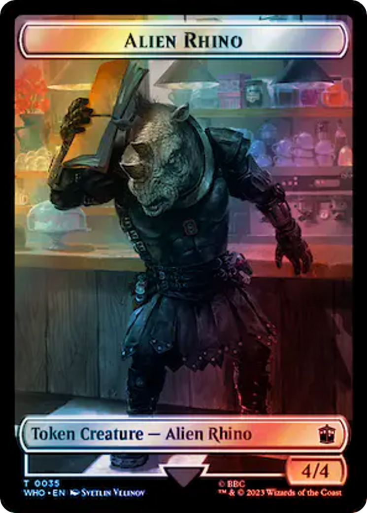 Alien Rhino // Food (0058) Double-Sided Token (Surge Foil) [Doctor Who Tokens] | Tabernacle Games