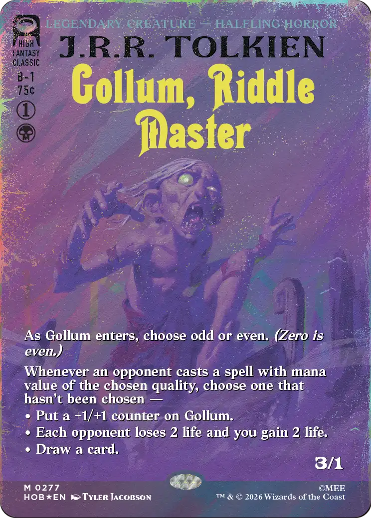 Gollum, Riddle Master (Borderless) (Surge Foil) [The Hobbit] | Tabernacle Games