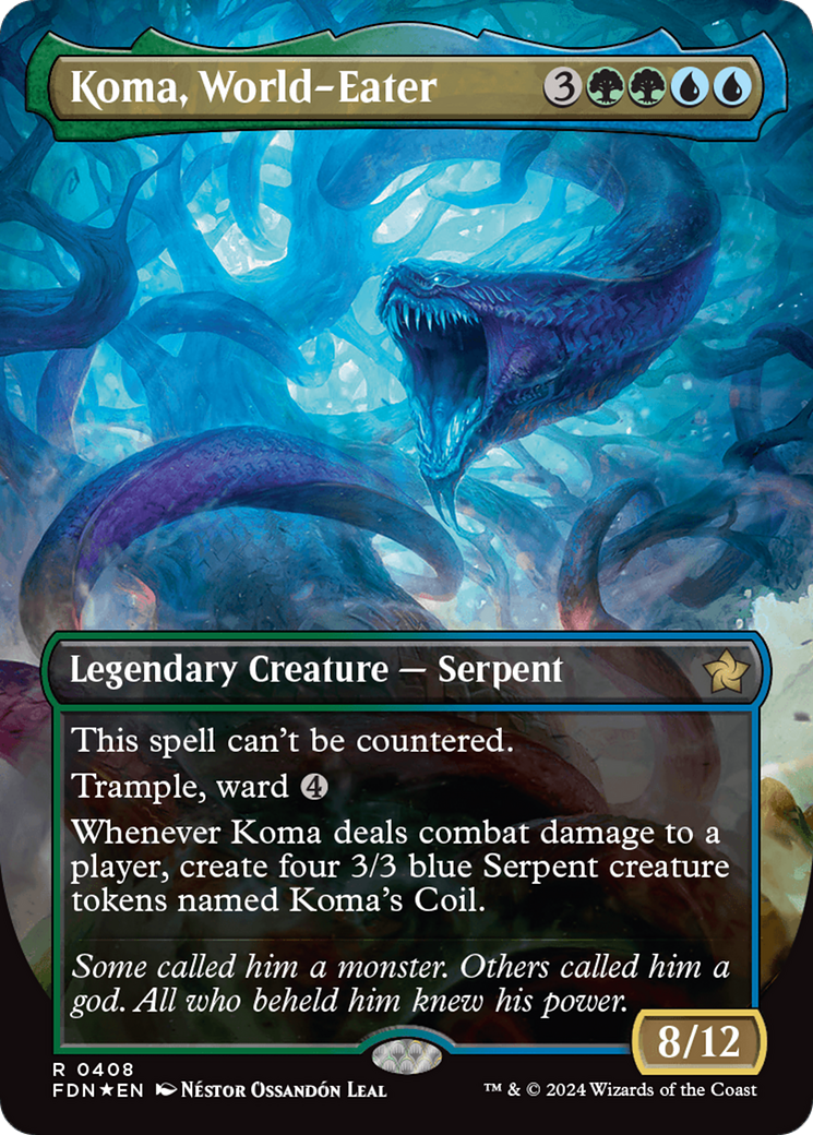 Koma, World-Eater (Borderless) (Mana Foil) [Foundations] | Tabernacle Games