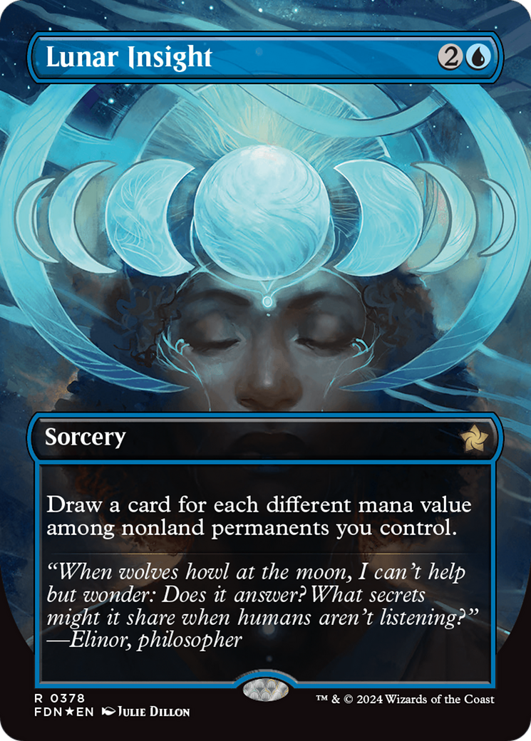 Lunar Insight (Borderless) (Mana Foil) [Foundations] | Tabernacle Games