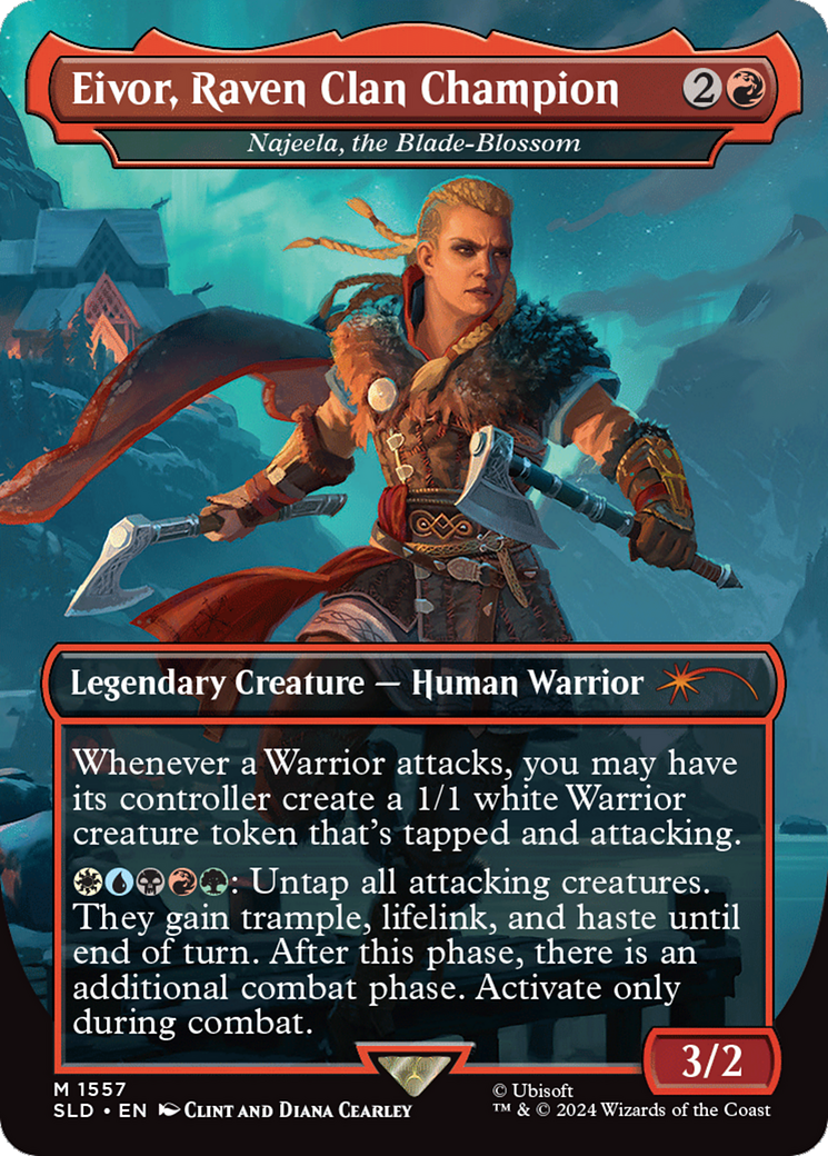 Eivor, Raven Clan Champion - Najeela, the Blade-Blossom (Rainbow Foil) [Secret Lair Drop Series] | Tabernacle Games
