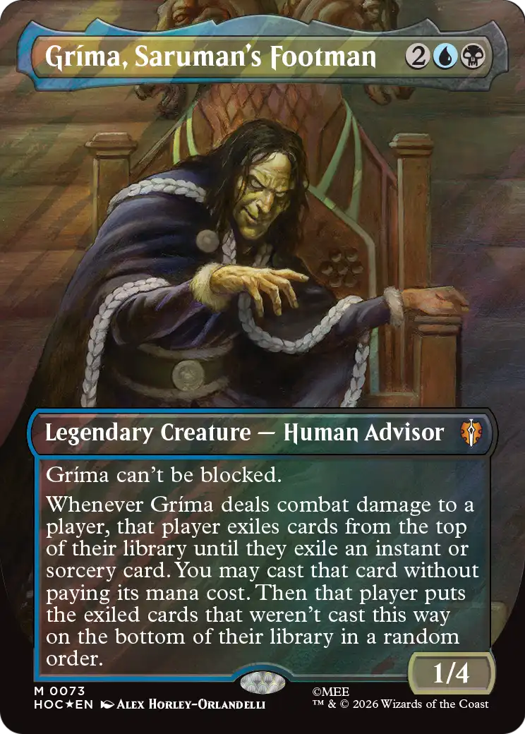 Grima, Saruman's Footman (Borderless) (Surge Foil) [The Hobbit: Eternal-Legal] | Tabernacle Games