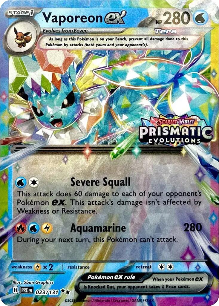 Vaporeon ex (023/131) (Prismatic Evolutions Stamp) [Scarlet & Violet: Prismatic Evolutions] | Tabernacle Games