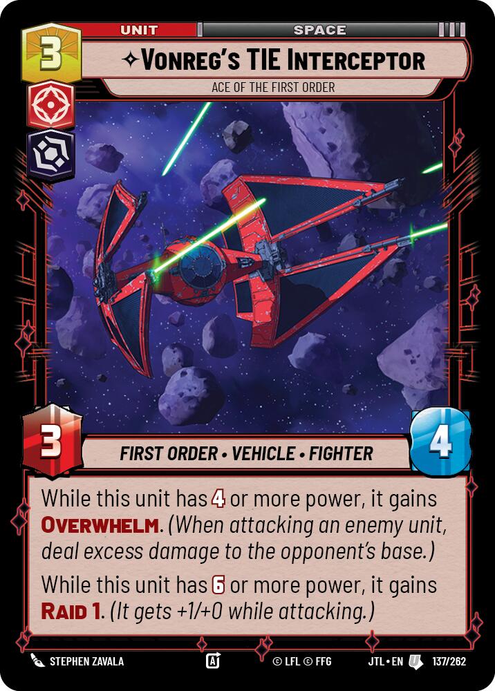 Vonreg's TIE Interceptor - Ace of the First Order (137/262) (137/262) [Jump to Lightspeed] | Tabernacle Games