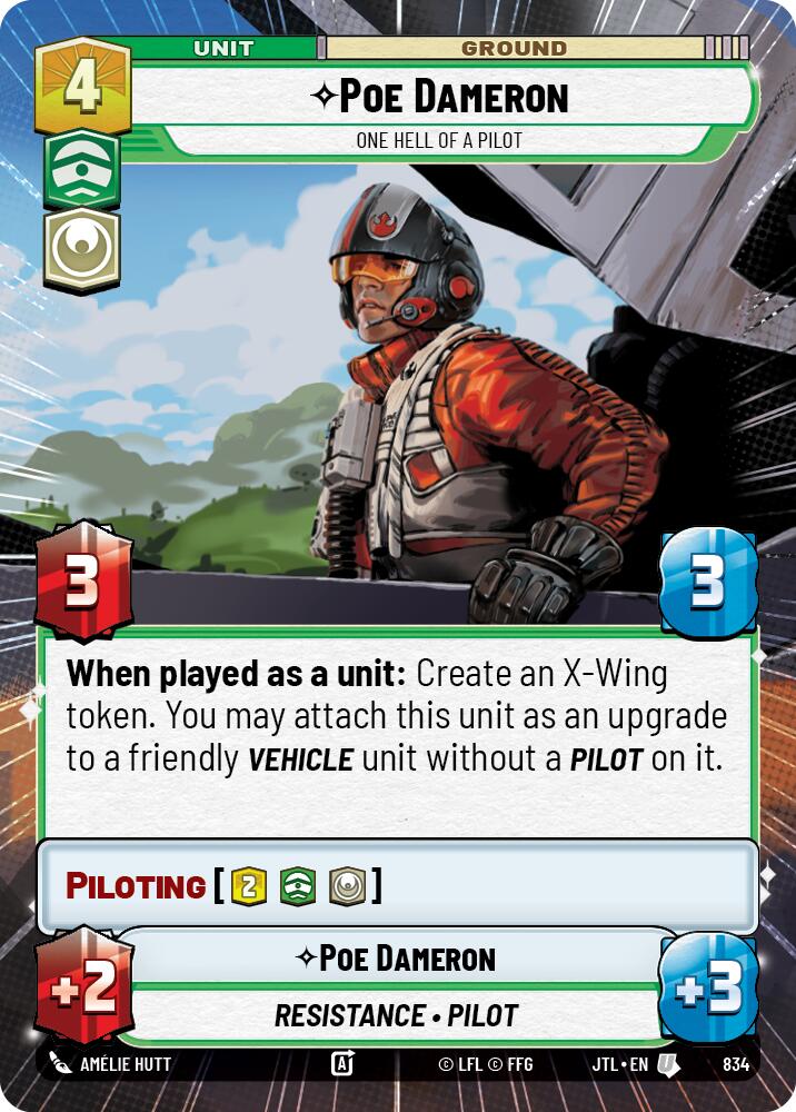 Poe Dameron - One Hell of a Pilot (834) (Hyperspace Foil) (834) [Jump to Lightspeed] | Tabernacle Games