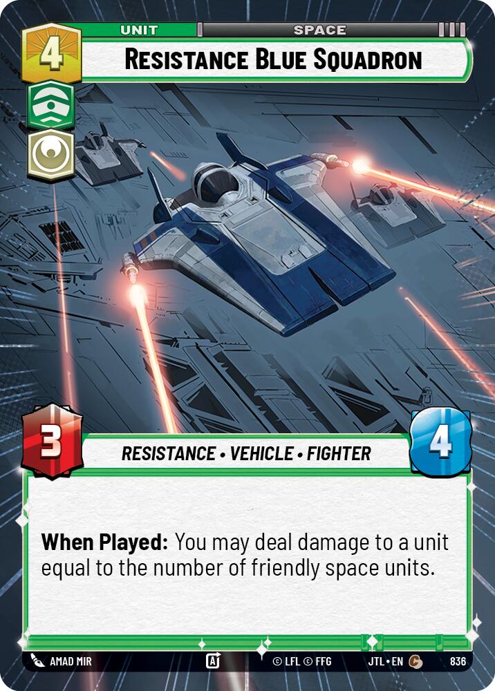 Resistance Blue Squadron (836) (Hyperspace Foil) (836) [Jump to Lightspeed] | Tabernacle Games