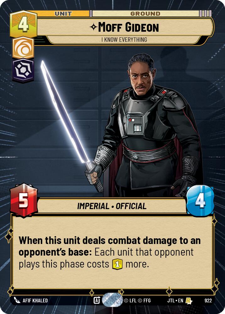 Moff Gideon - I Know Everything (922) (Hyperspace Foil) (922) [Jump to Lightspeed] | Tabernacle Games