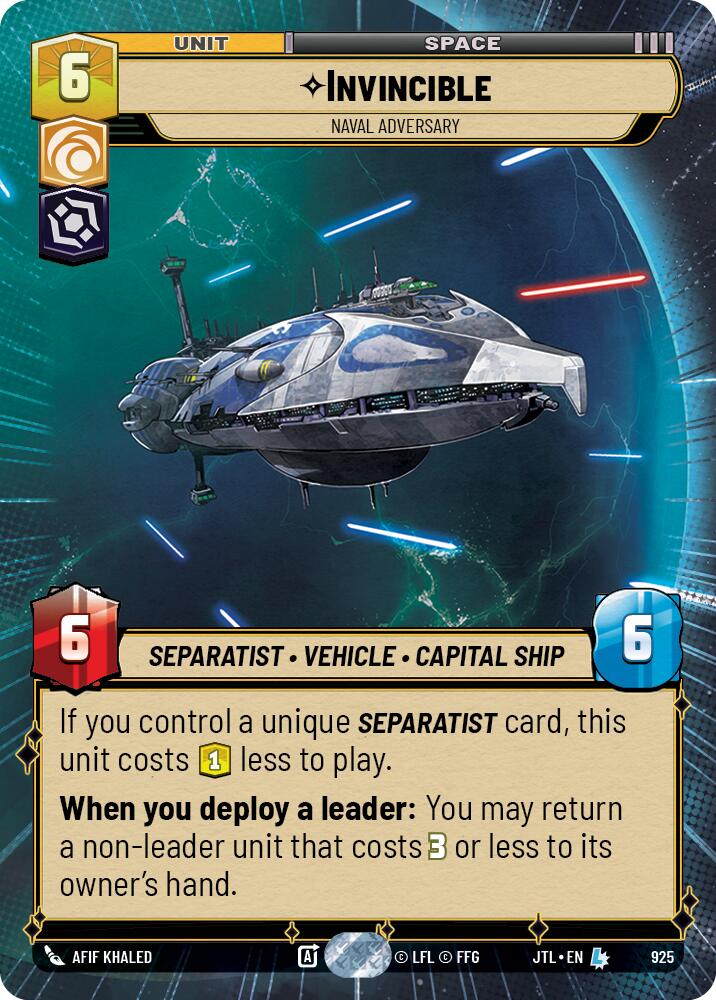 Invincible - Naval Adversary (925) (Hyperspace Foil) (925) [Jump to Lightspeed] | Tabernacle Games