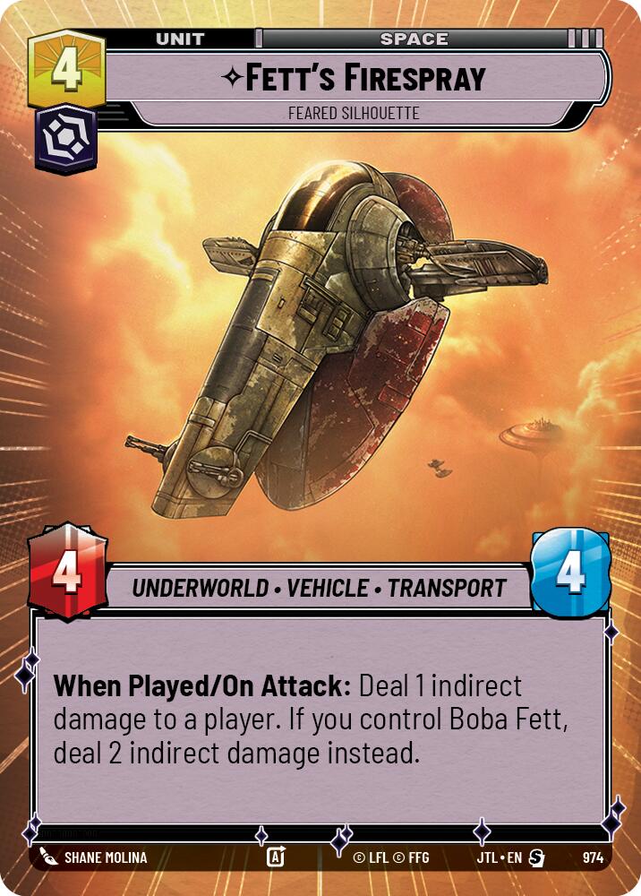Fett's Firespray - Feared Silhouette (974) (Hyperspace Foil) (974) [Jump to Lightspeed] | Tabernacle Games