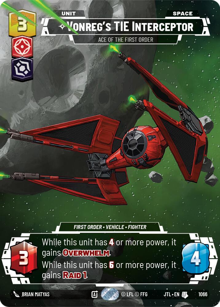 Vonreg's TIE Interceptor - Ace of the First Order (1066) (Prestige Foil) (1066) [Jump to Lightspeed] | Tabernacle Games