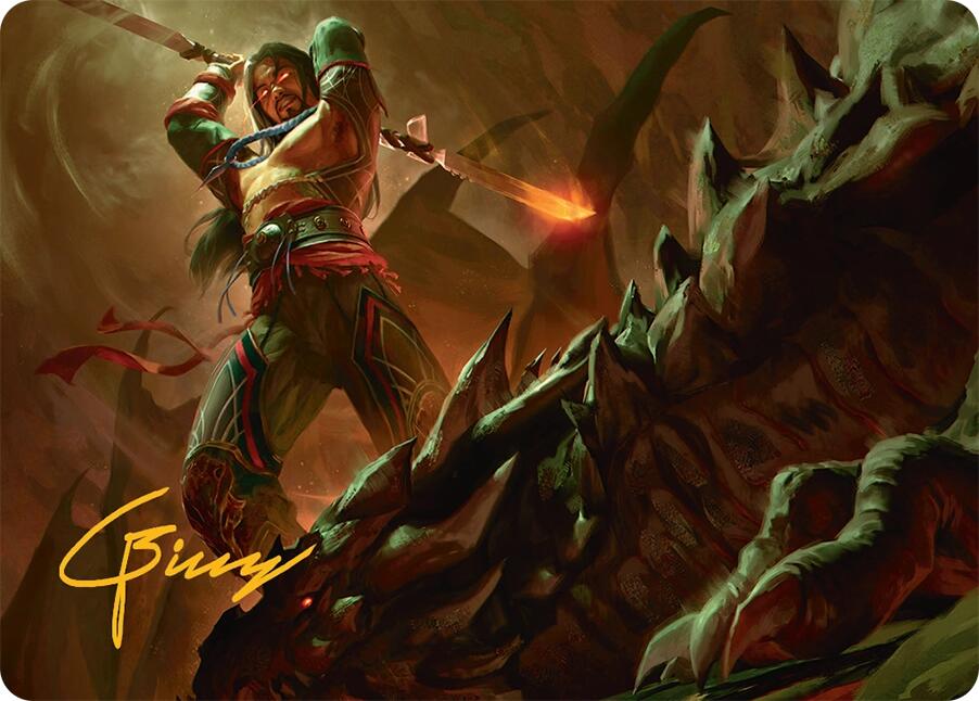 Sarkhan's Resolve Art Card (18/54) (Gold-Stamped Signature) [Tarkir: Dragonstorm Art Series] | Tabernacle Games