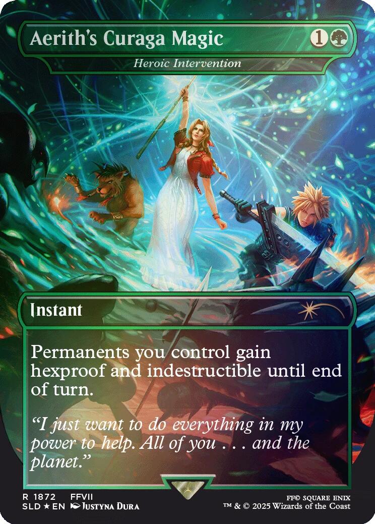 Aerith's Curaga Magic - Heroic Intervention (Rainbow Foil) [Secret Lair Drop Series] | Tabernacle Games