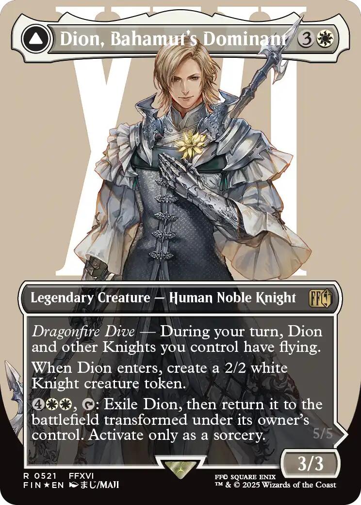 Dion, Bahamut's Dominant // Bahamut, Warden of Light (Borderless) (Surge Foil) [FINAL FANTASY] | Tabernacle Games