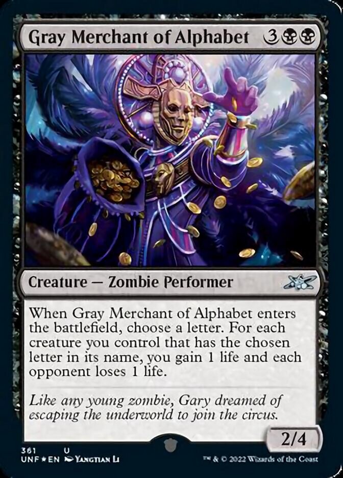 Gray Merchant of Alphabet (Galaxy Foil) [Unfinity] | Tabernacle Games