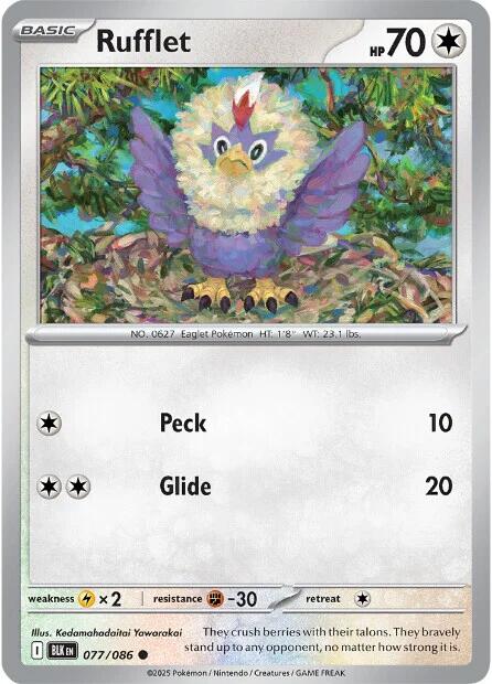 Rufflet (077/086) (Reverse Holo) [Scarlet & Violet: Black Bolt] | Tabernacle Games